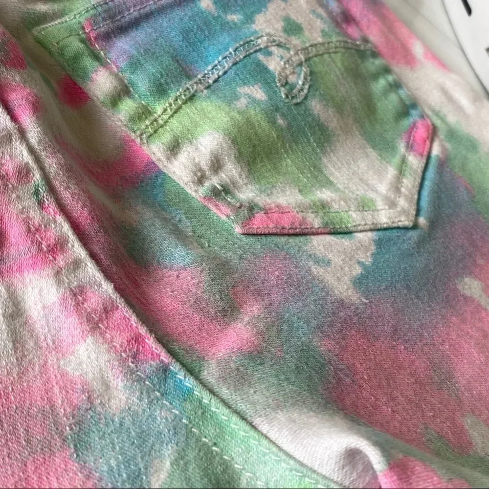 Justice Bubble Gum Tie Dye Denim Shorts Sz 12R